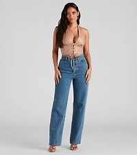 Made To Be Seen PU Halter Crop Top