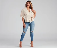 Button Things Up Tie-Waist Top