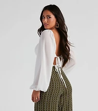 Chic Airy Chiffon Cropped Blouse
