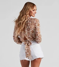Breezy Beauty Ikat Surplice Top