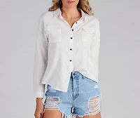 Beach Side Button-Front Linen Shirt