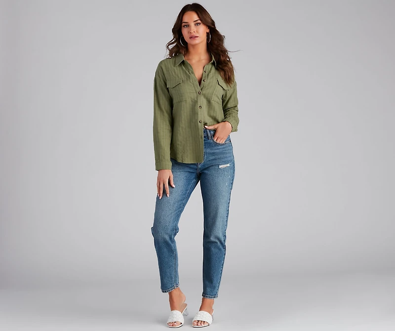 Beach Side Button-Front Linen Shirt