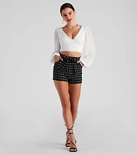 Chic Look Chiffon Sleeve Crop Top