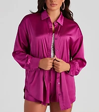 Stylishly Sleek Satin Button Down Top