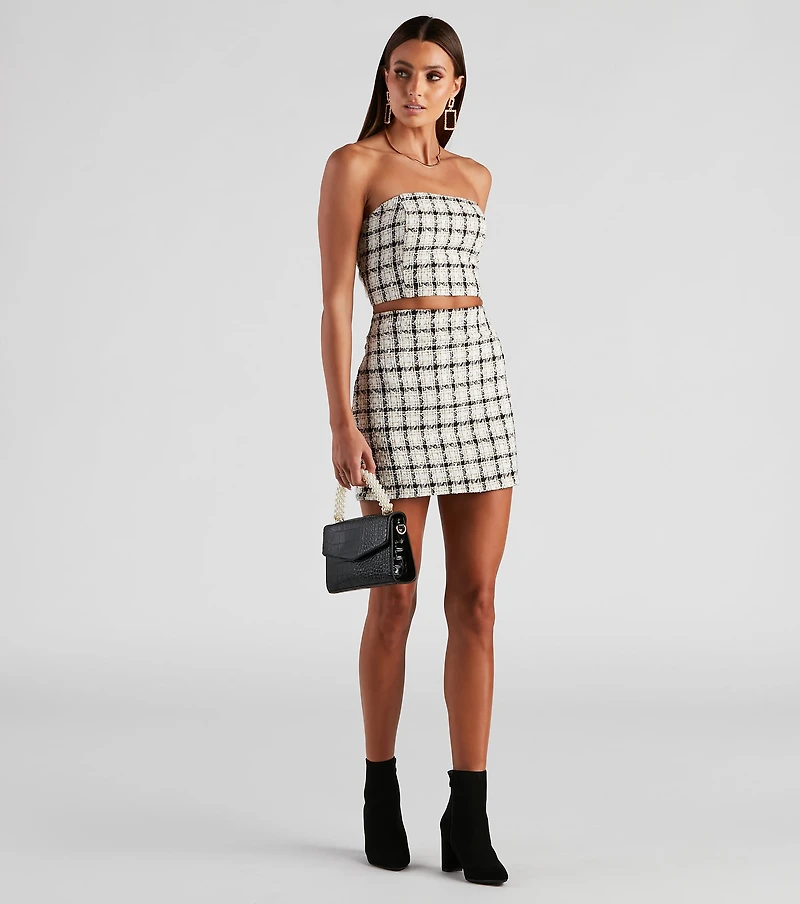 Plaid Princess Tweed Tube Top