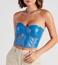 Social Cutie Faux Leather Corset Tube Top