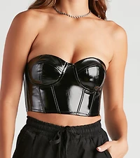 Social Cutie Faux Leather Corset Tube Top