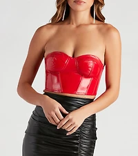 Social Cutie Faux Leather Corset Tube Top