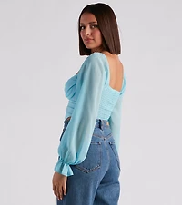 Breezy Chiffon Cropped Corset Blouse