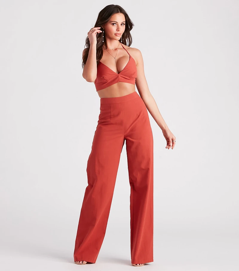 Meet The Hamptons Linen Crop Top