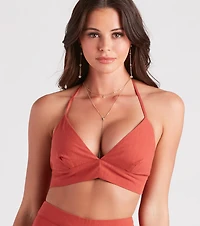 Meet The Hamptons Linen Crop Top