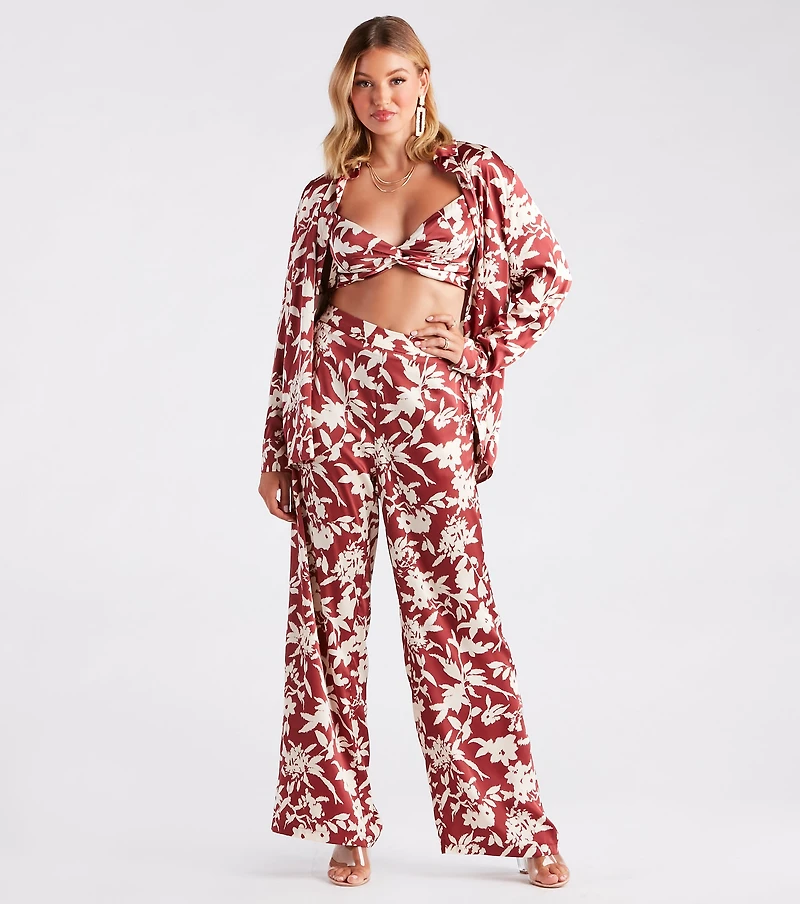 Major Muse Floral Satin Bra Top