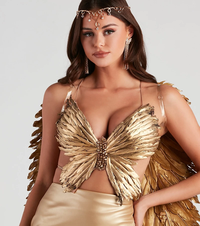 Whimsical Flair Feathered Crop Top