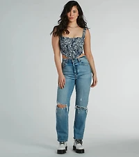 Delight And Allure Sleeveless Tapestry Corset Top