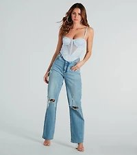 Femme Perfection Satin Lace Corset Top
