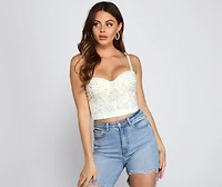 Pearl Embellished Cropped Bustier