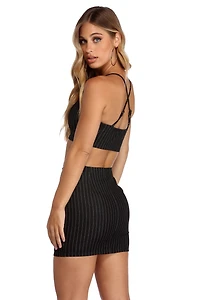 Zip Detail Pin Stripe Top