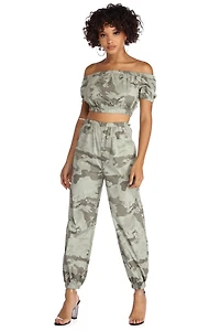 At Ease Camo Crop Top