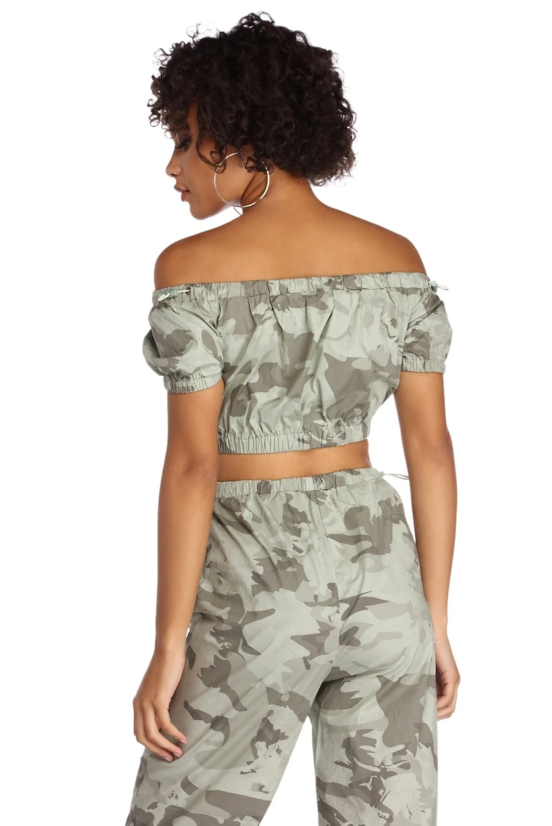 At Ease Camo Crop Top