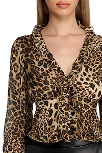 Ruff Play Leopard Print Blouse