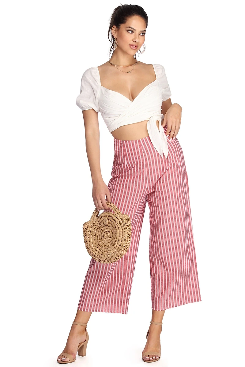She's Poplin Wrap Crop Top