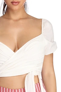 She's Poplin Wrap Crop Top
