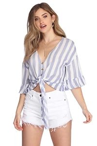 Stripe The Day Cropped Blouse