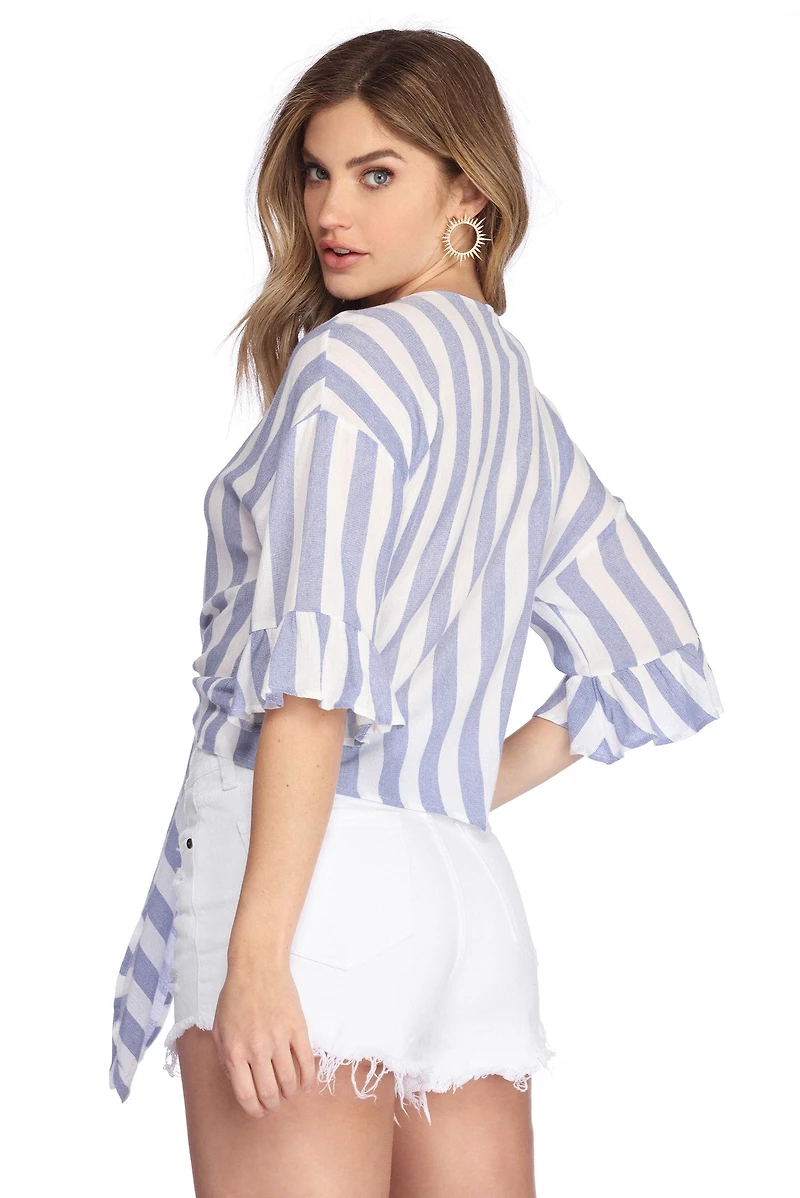 Stripe The Day Cropped Blouse