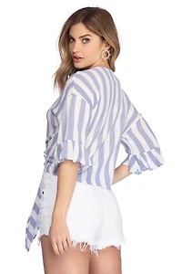 Stripe The Day Cropped Blouse