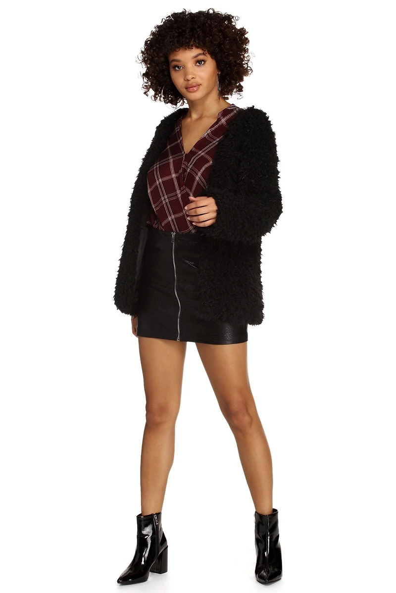 Plaid For Success Surplice Top