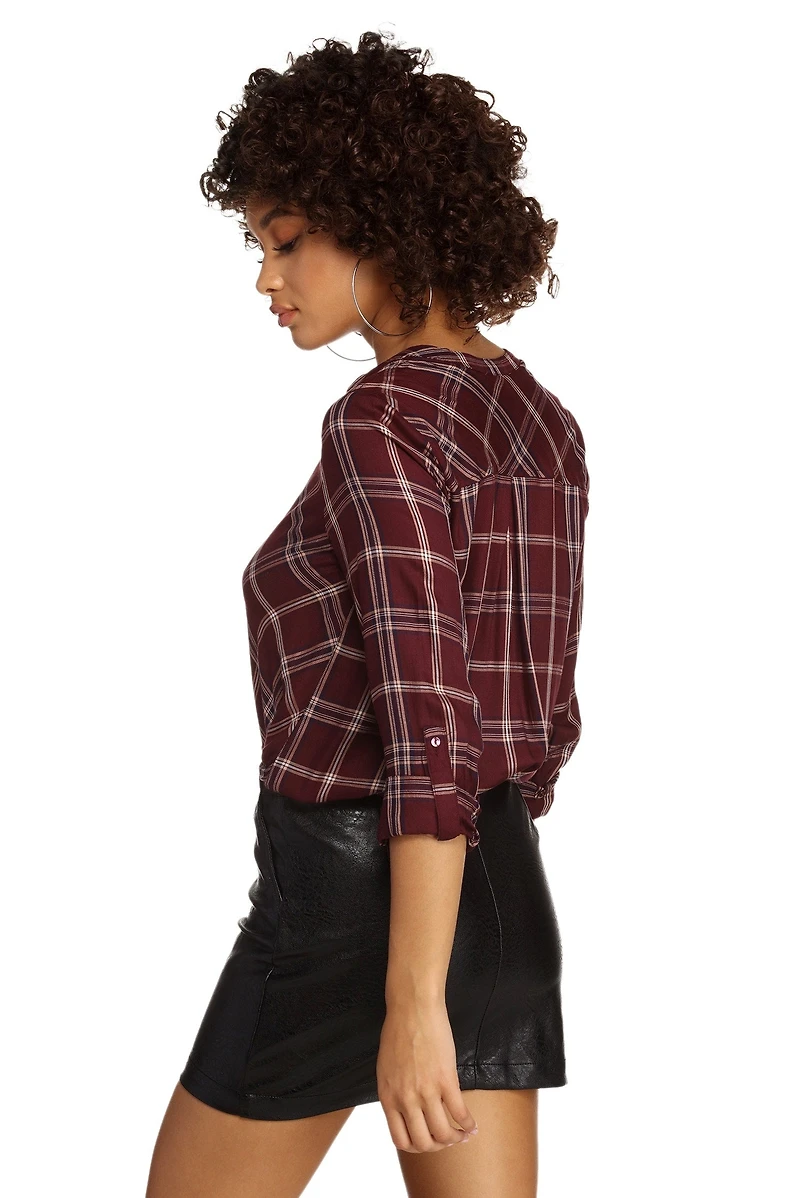 Plaid For Success Surplice Top
