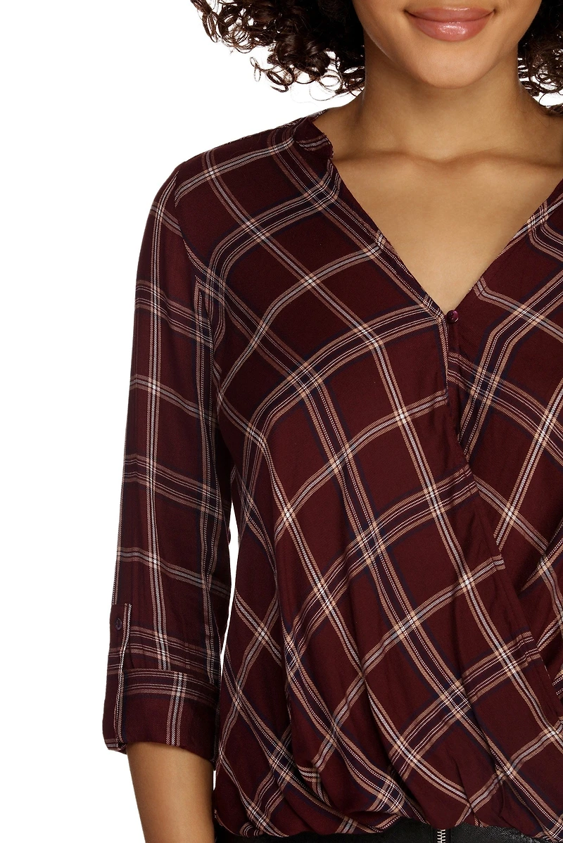 Plaid For Success Surplice Top