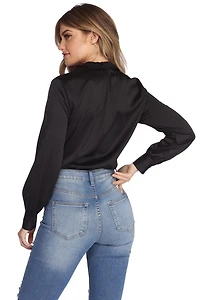 Tied With Class Satin Bodysuit