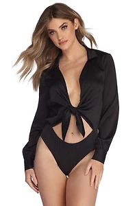 Tied With Class Satin Bodysuit