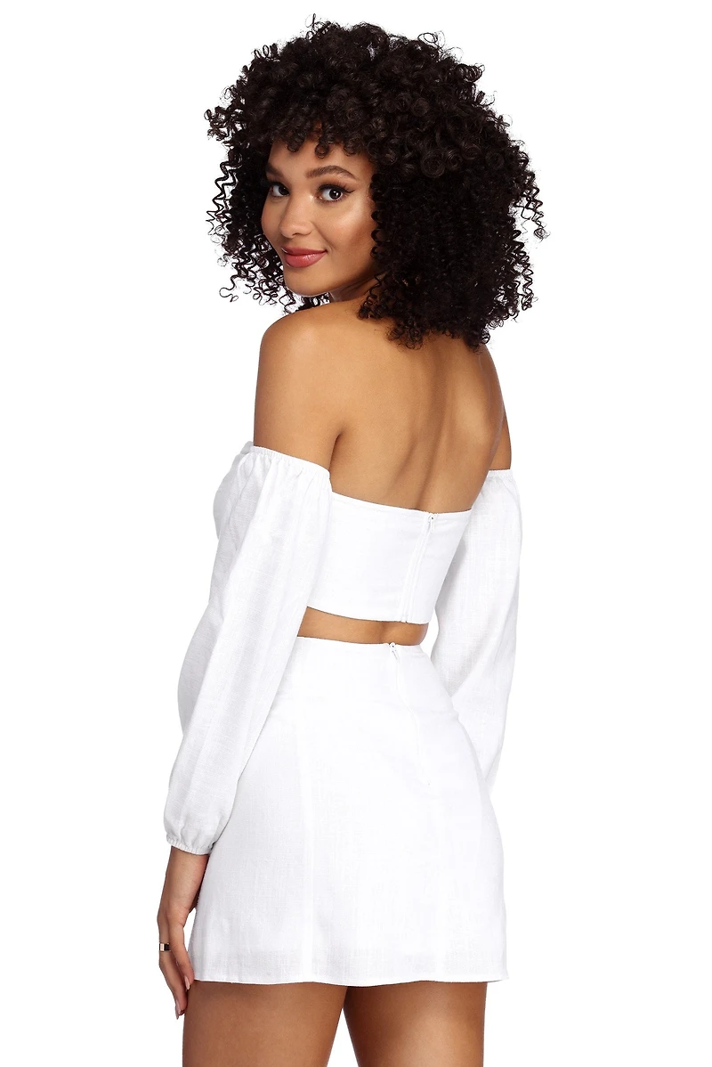 Such A Flirt Linen Crop Top