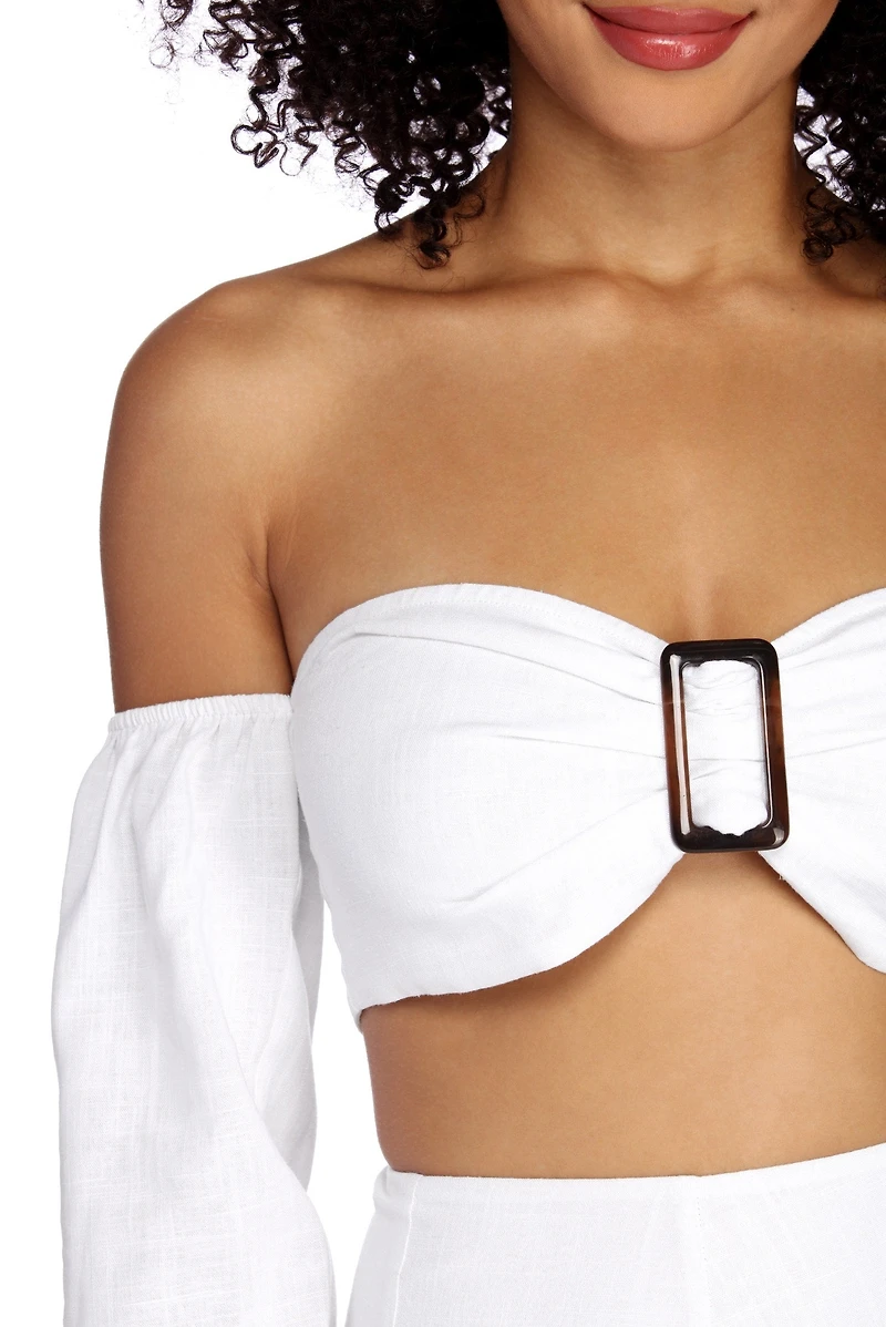 Such A Flirt Linen Crop Top