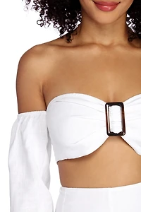Such A Flirt Linen Crop Top