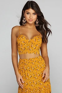 Golden Glow Floral Crop Top