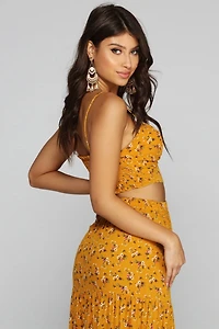 Golden Glow Floral Crop Top
