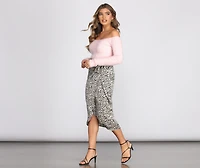 Off The Shoulder Eyelash Knit Top