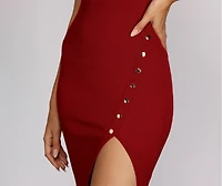 Oh Snap Button Midi Dress