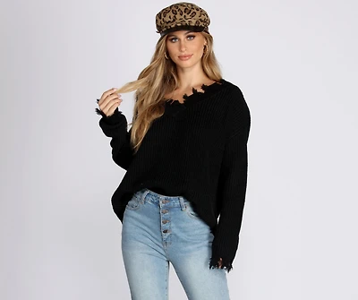 No Ones Perfect Destructed Pullover