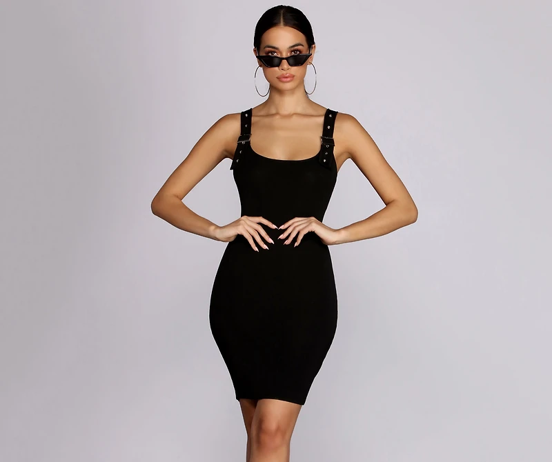 Buckled Sleeveless Mini Dress