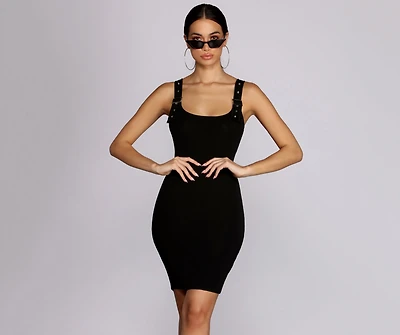 Buckled Sleeveless Mini Dress
