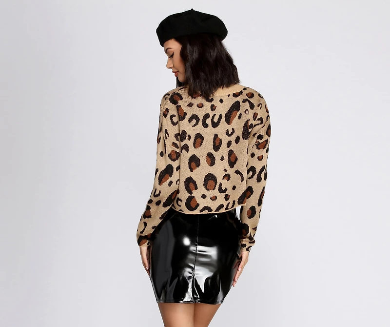 Living Leopard Print Crop Sweater