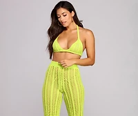 Lime Crochet Halter Crop Top