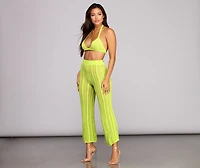 Lime Crochet Halter Crop Top
