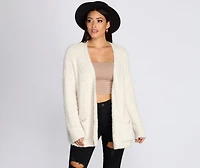 Popcorn Knit Long Cardigan