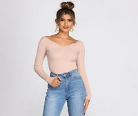 Off The Shoulder Ribbed Knit Bodysuit