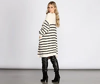 Striped Fuzzy Long Cardigan